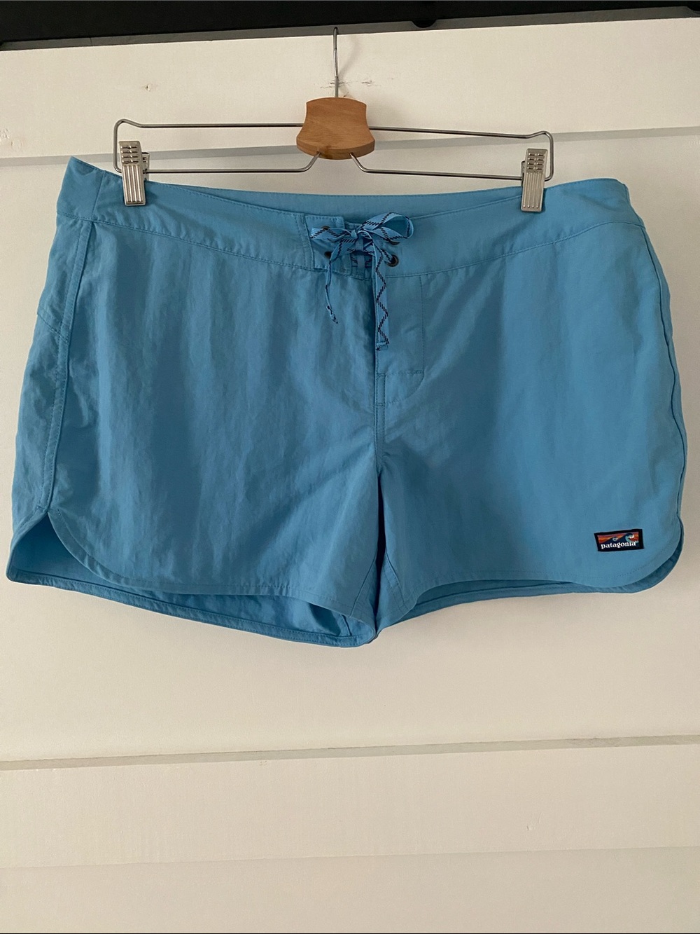 Patagonia Women's ‘Wavefarer’ Board Shorts 5” in Light Blue, Lace-Up